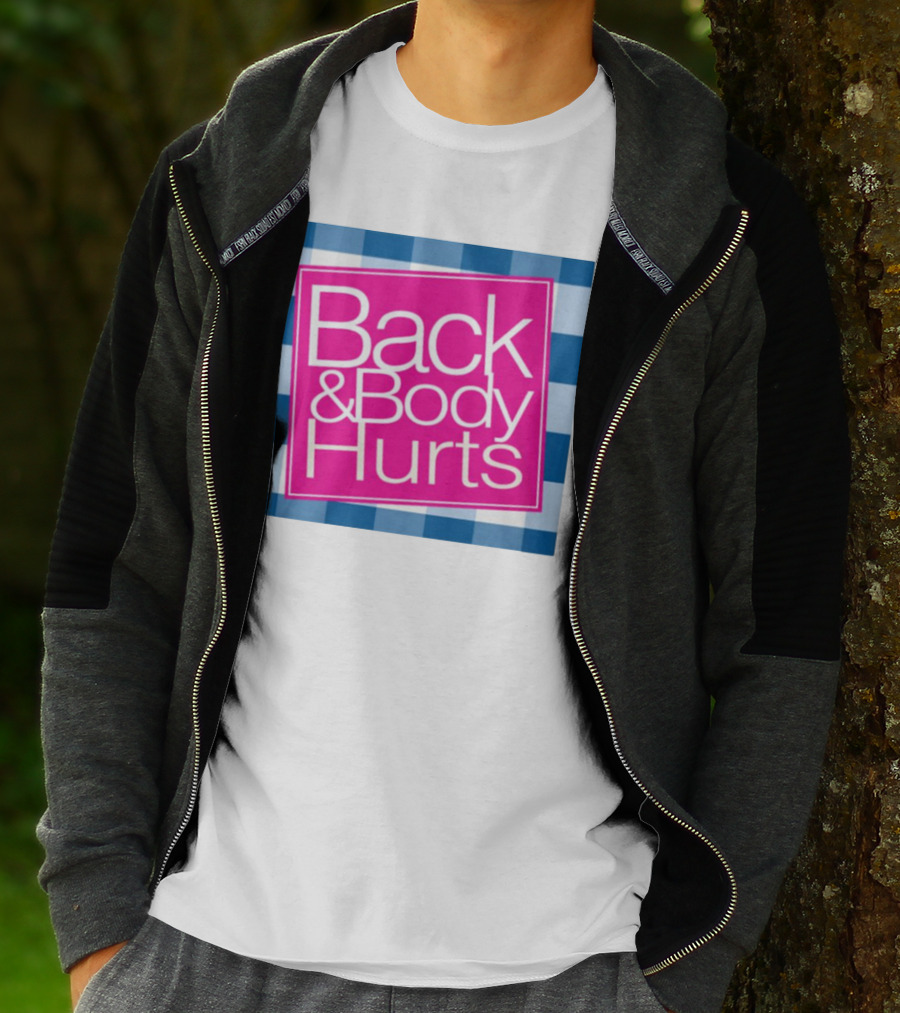 Back And Body Hurts Blue Checkered Square T-Shirt