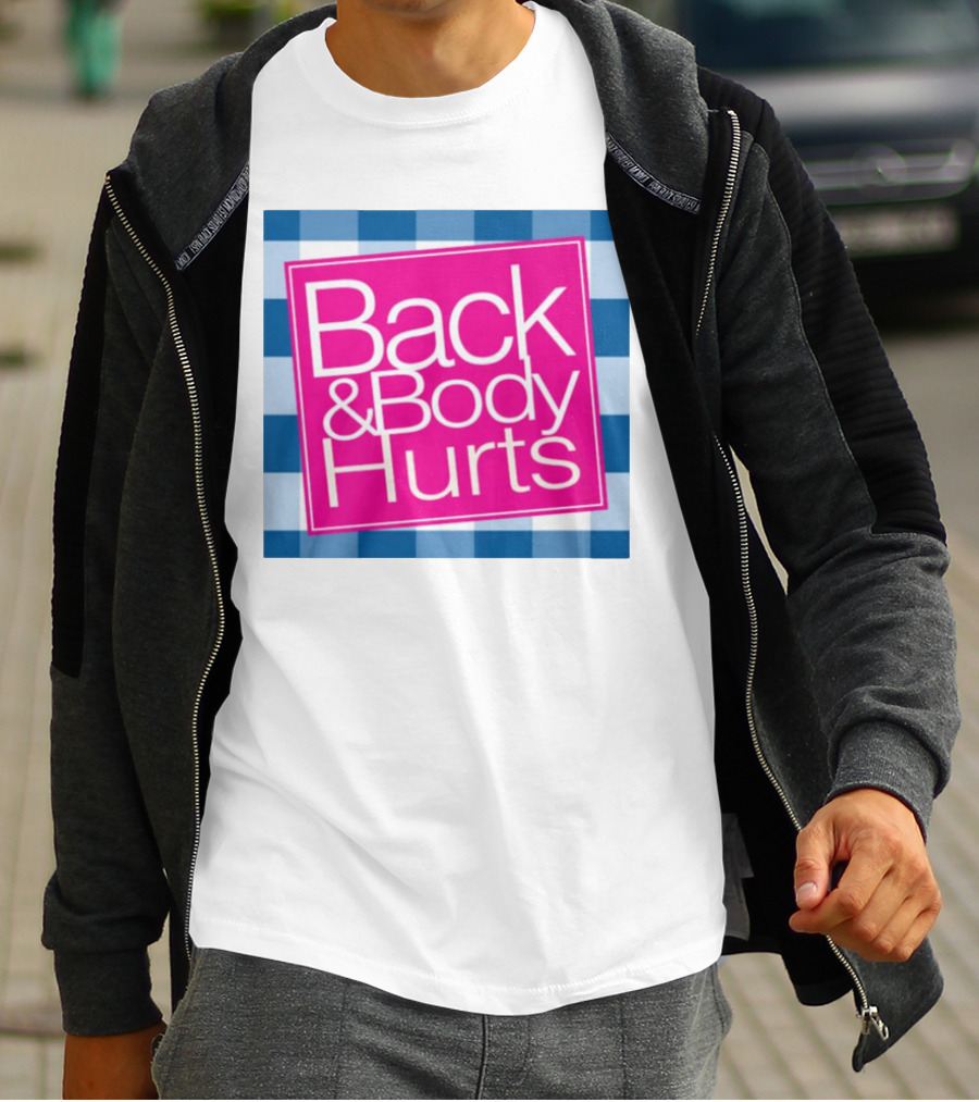 Back And Body Hurts Blue Checkered Square T-Shirt