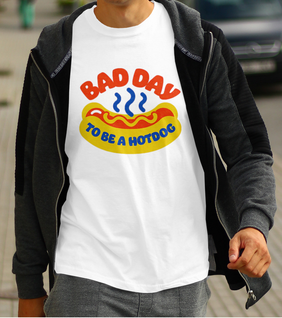 Bad Day To Be A Hotdog With Steaming Hotdog Graphic T-Shirt