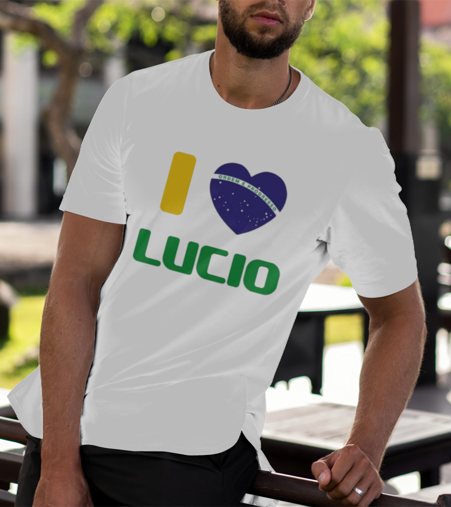 I Love Ordem E Progresso Lucio Brazil Heart Flag Style T-Shirt