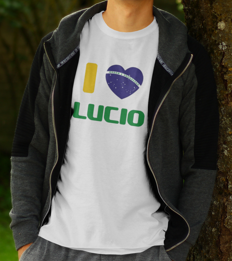 I Love Ordem E Progresso Lucio Brazil Heart Flag Style T-Shirt