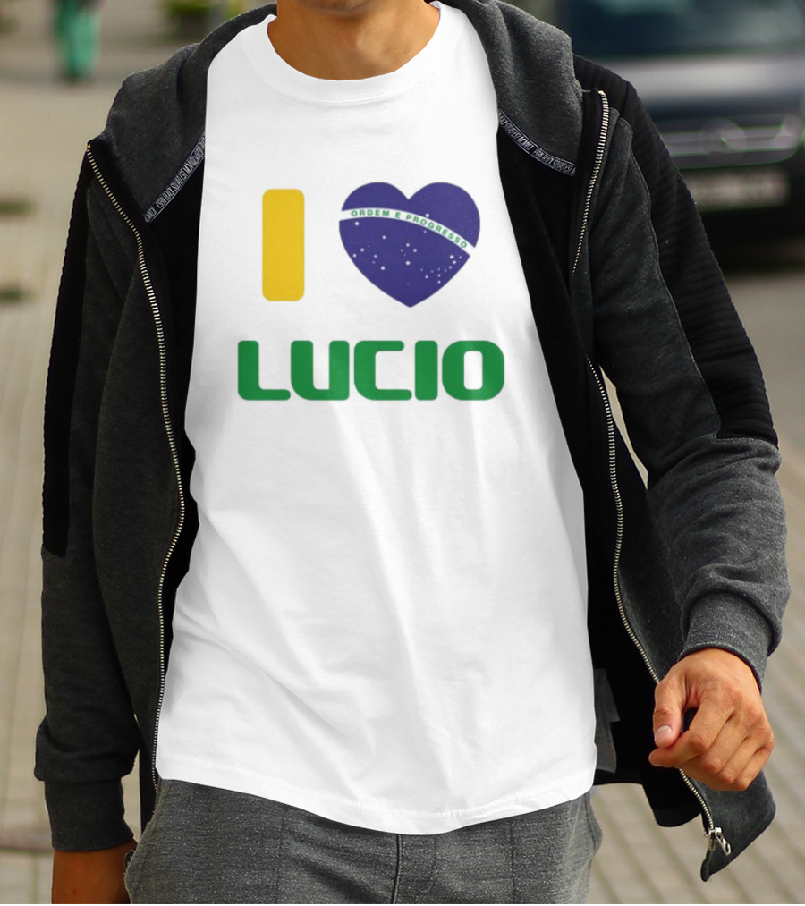 I Love Ordem E Progresso Lucio Brazil Heart Flag Style T-Shirt