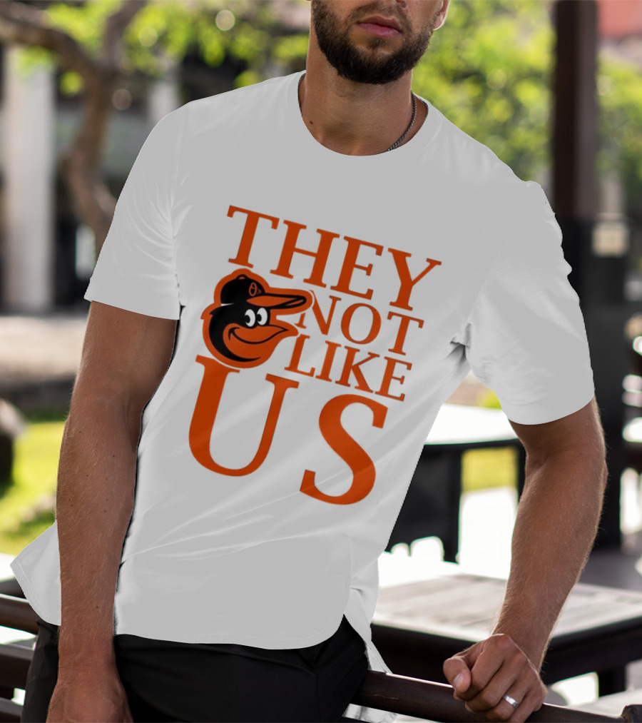 Baltimore Orioles They Not Like Us Bold Orange Text With Bird Graphic T-Shirt