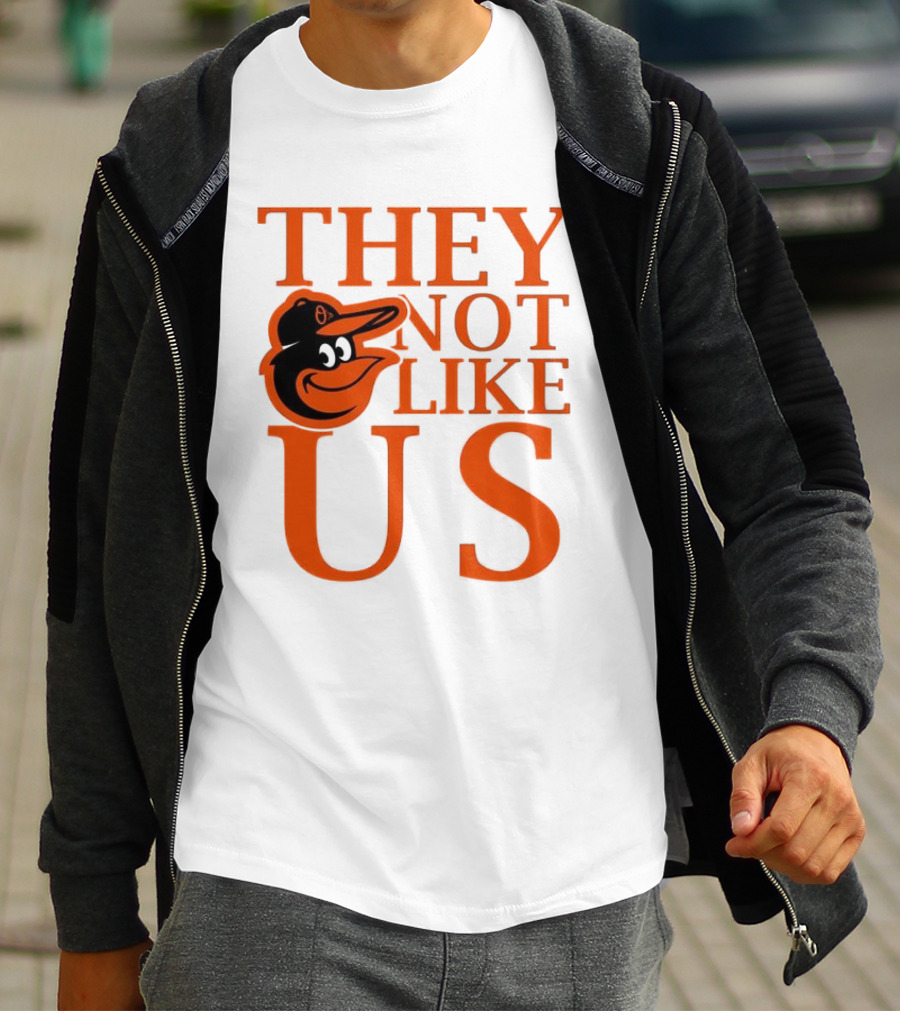 Baltimore Orioles They Not Like Us Bold Orange Text With Bird Graphic T-Shirt