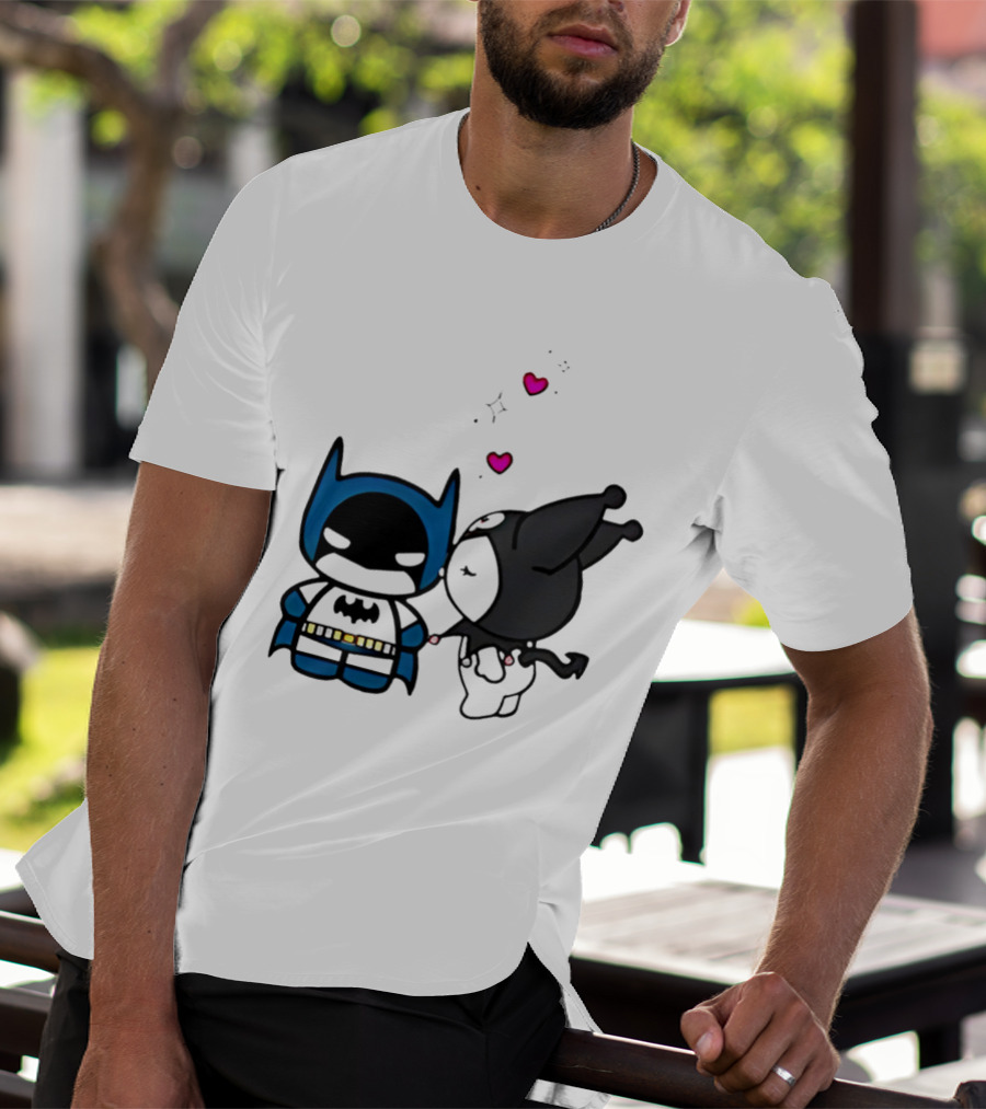 Batman Kuromi Kiss Cartoon With Hearts T-Shirt