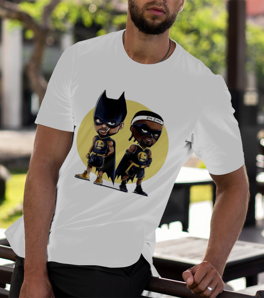 Batman And Robin Chibi Warriors 30 And Headband Duo Big Face T-Shirt