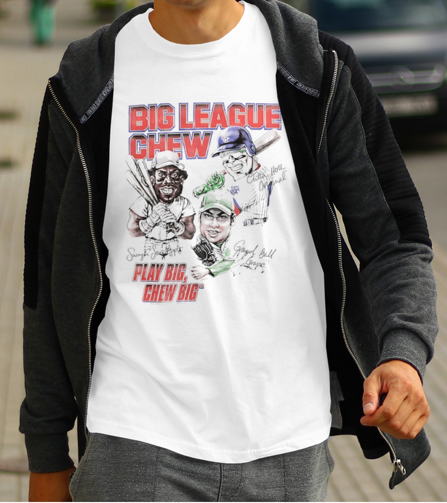 Big League Chew Play Big Chew Big Baseball Caricature T-Shirt