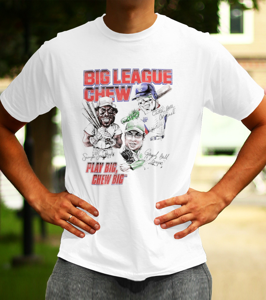 Big League Chew Play Big Chew Big Baseball Caricature T-Shirt