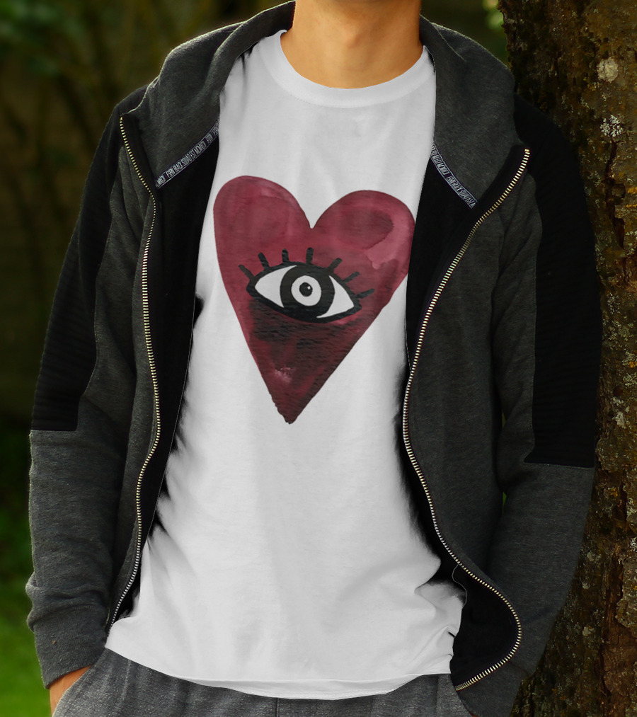 Burgundy Hearts Club Eye Retro T-Shirt