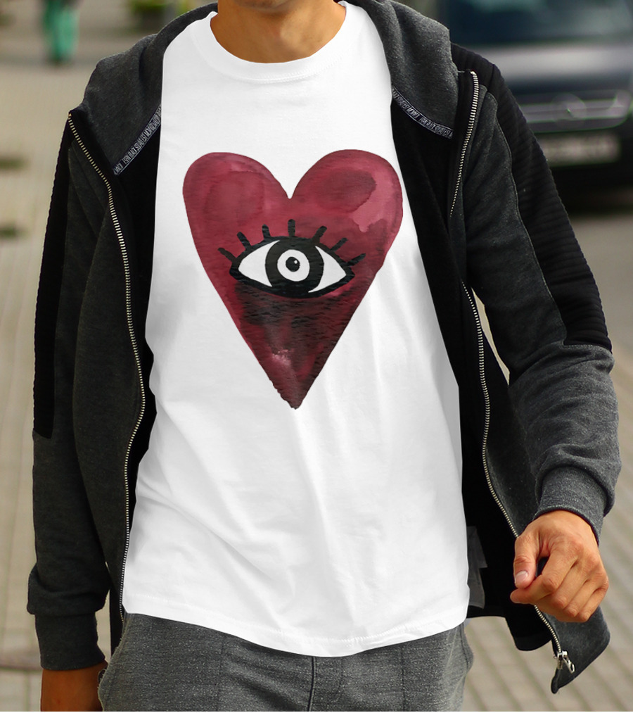 Burgundy Hearts Club Eye Retro T-Shirt