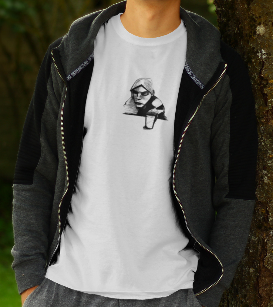 Burial Untrue Album Cover Motif With Cross And Abstract Faces T-Shirt