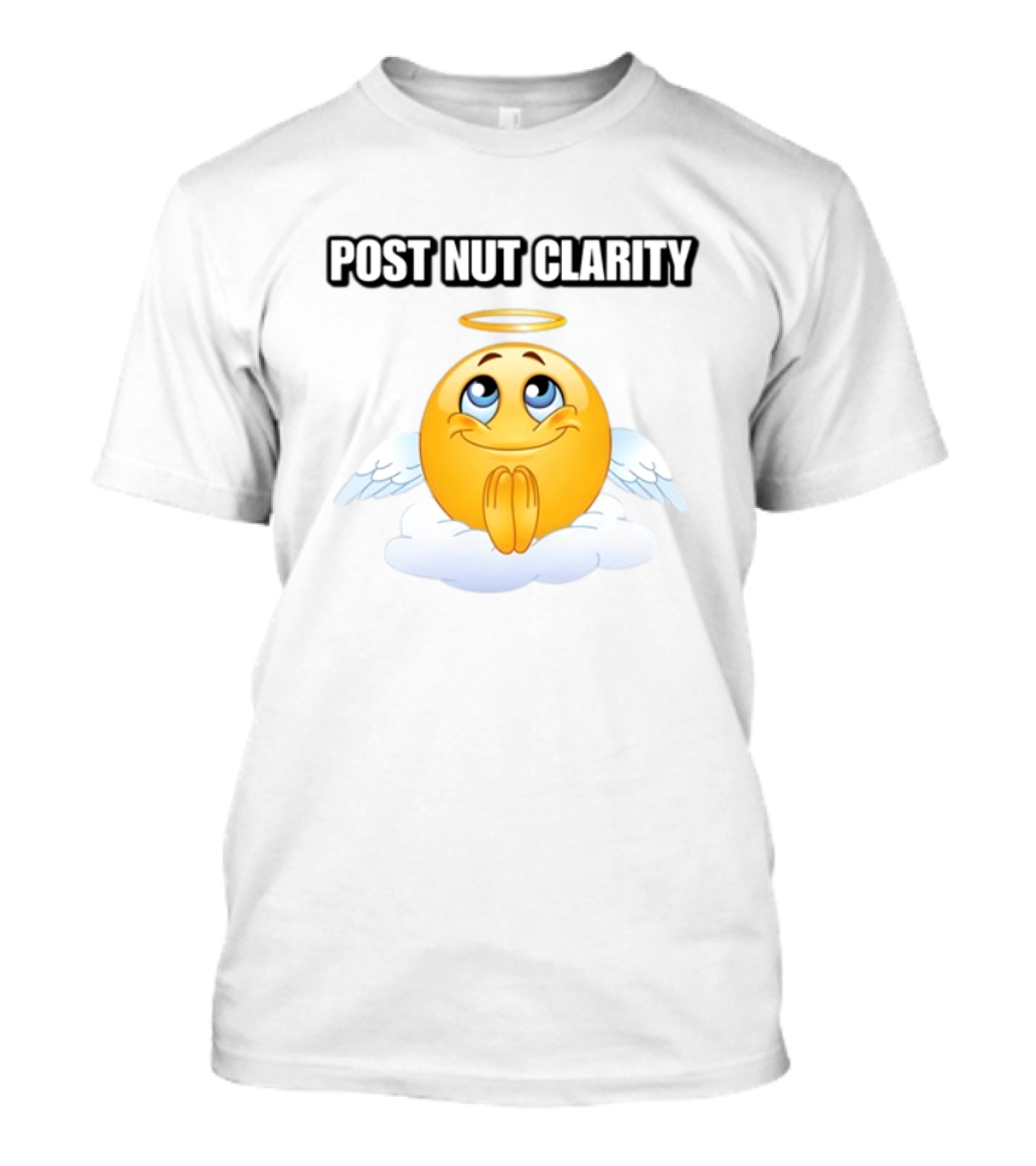 Cringeytees Post Nut Clarity Angel Emoji On Cloud T-Shirt