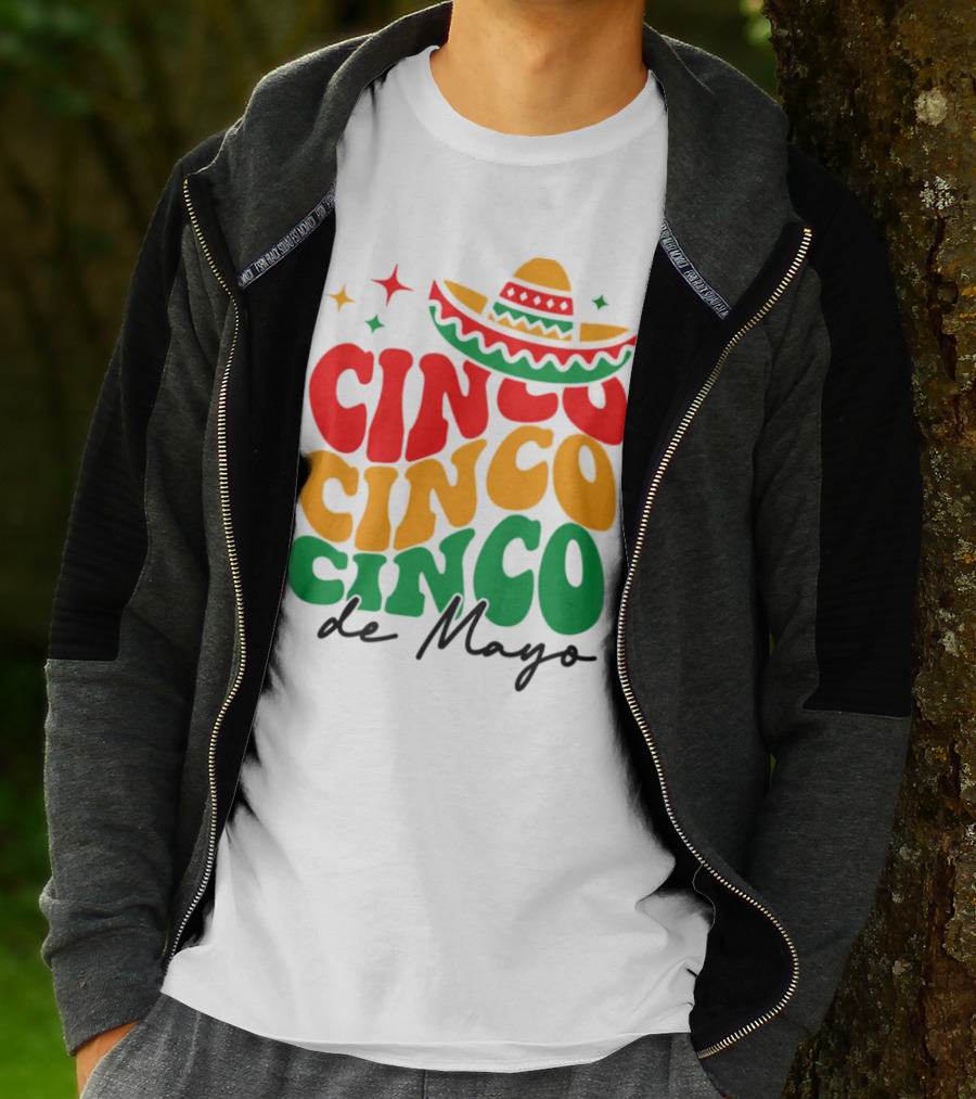 Cinco Cinco Cinco De Mayo Sombrero Festive Colors T-Shirt