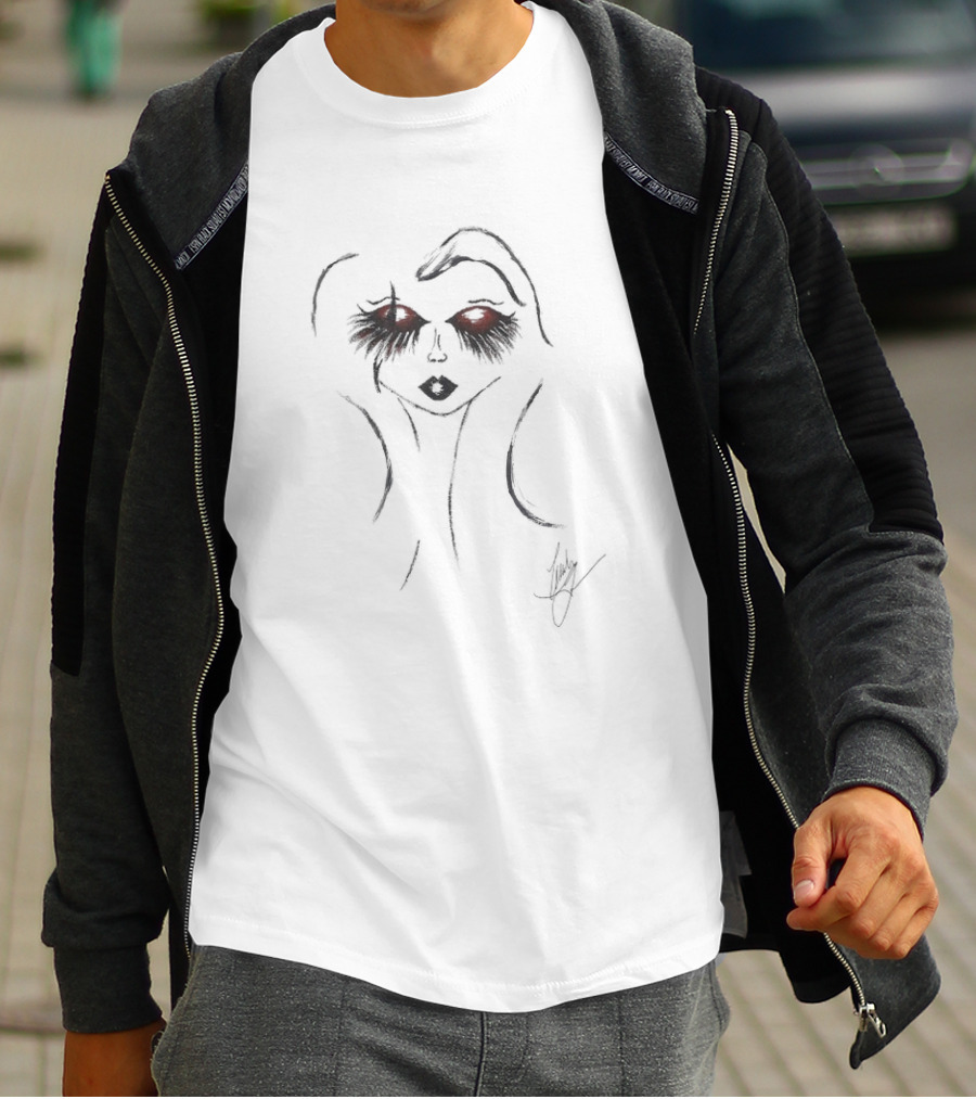 Emily Lazar The Pixie Girls September Red Graphic Face Design T-Shirt