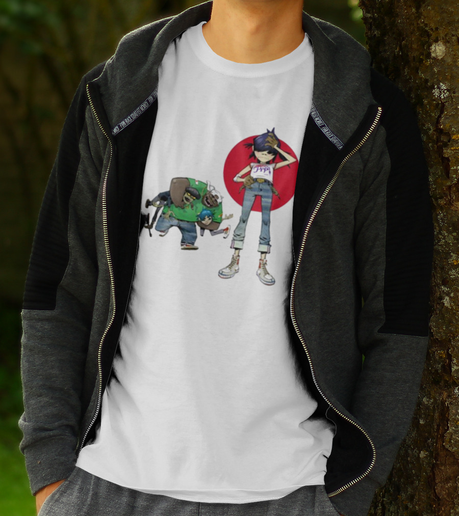 Gorillaz Invisible Sun Japanese Red Circle Band Members T-Shirt