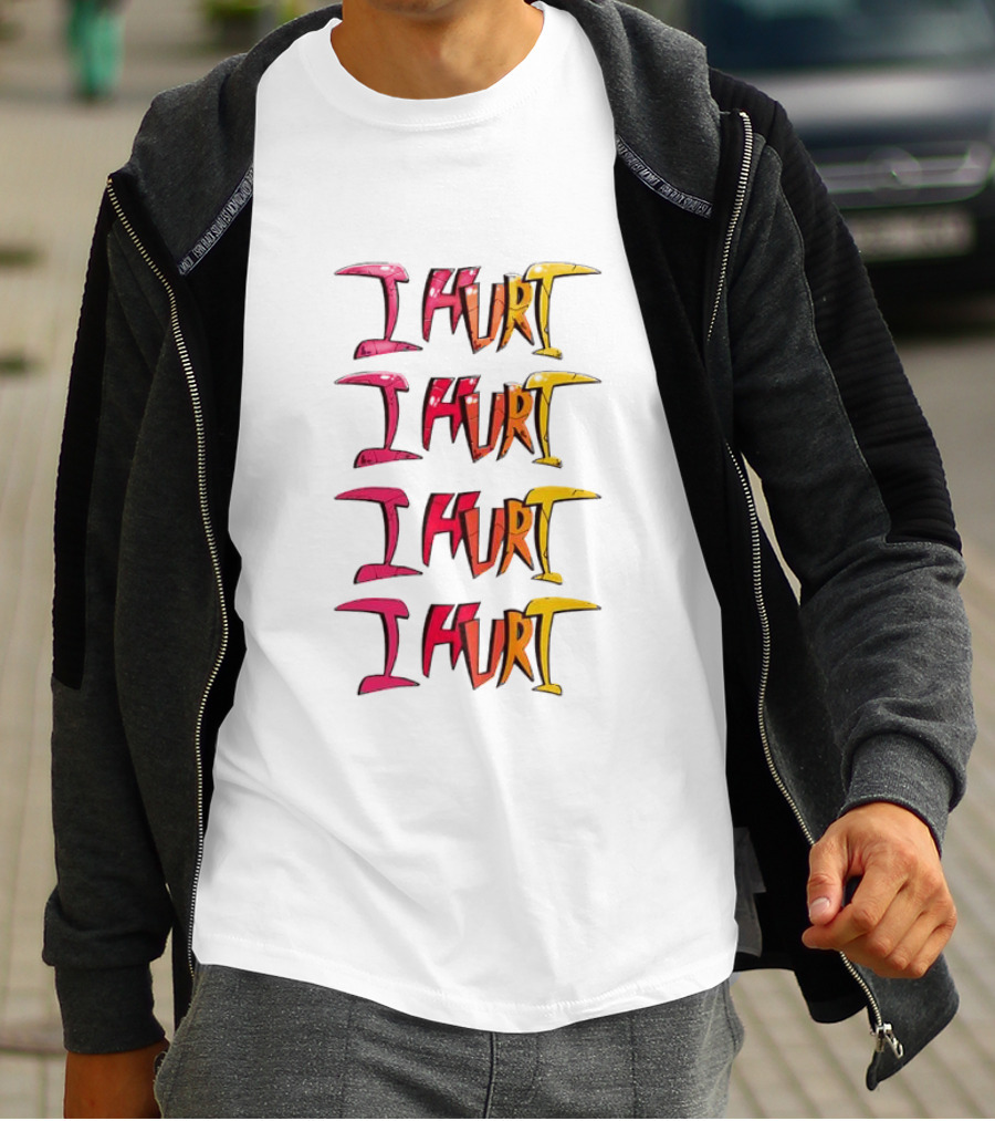 I HURT Multicolor Graffiti Text Art T-Shirt