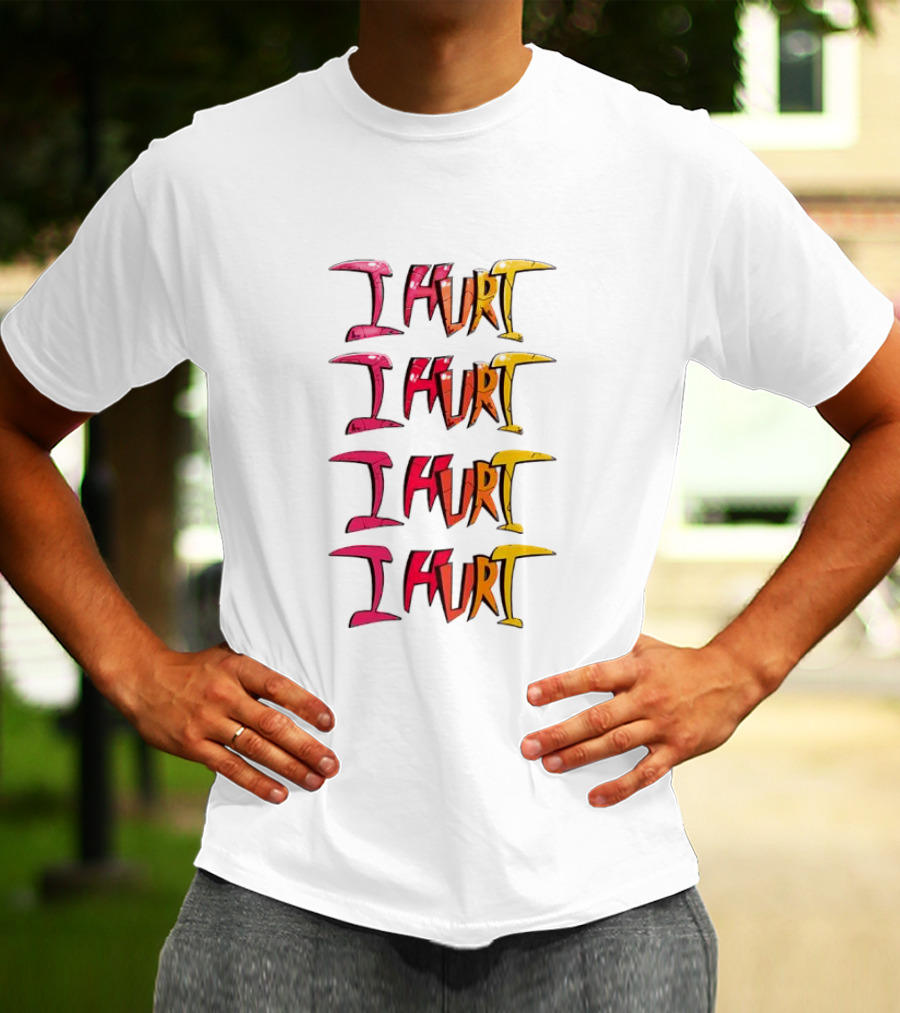 I HURT Multicolor Graffiti Text Art T-Shirt