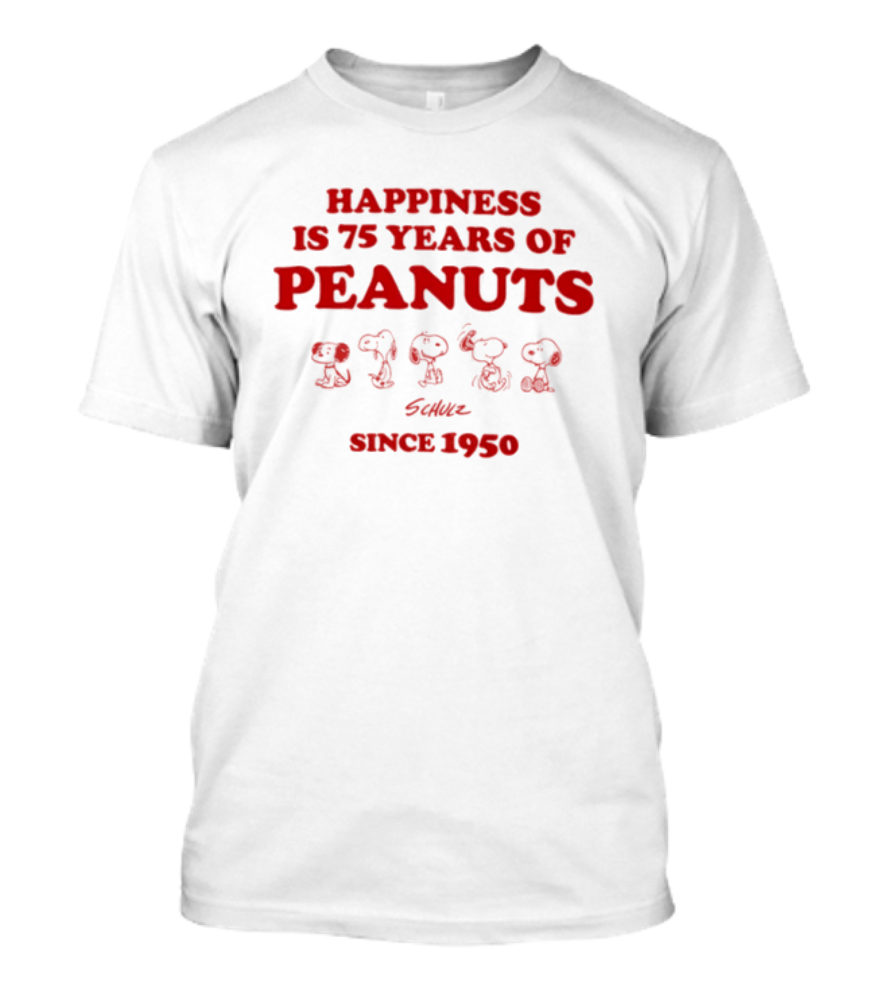 Happiness Is 75 Years Of Peanuts Characters Together Since 1950 T-Shirt