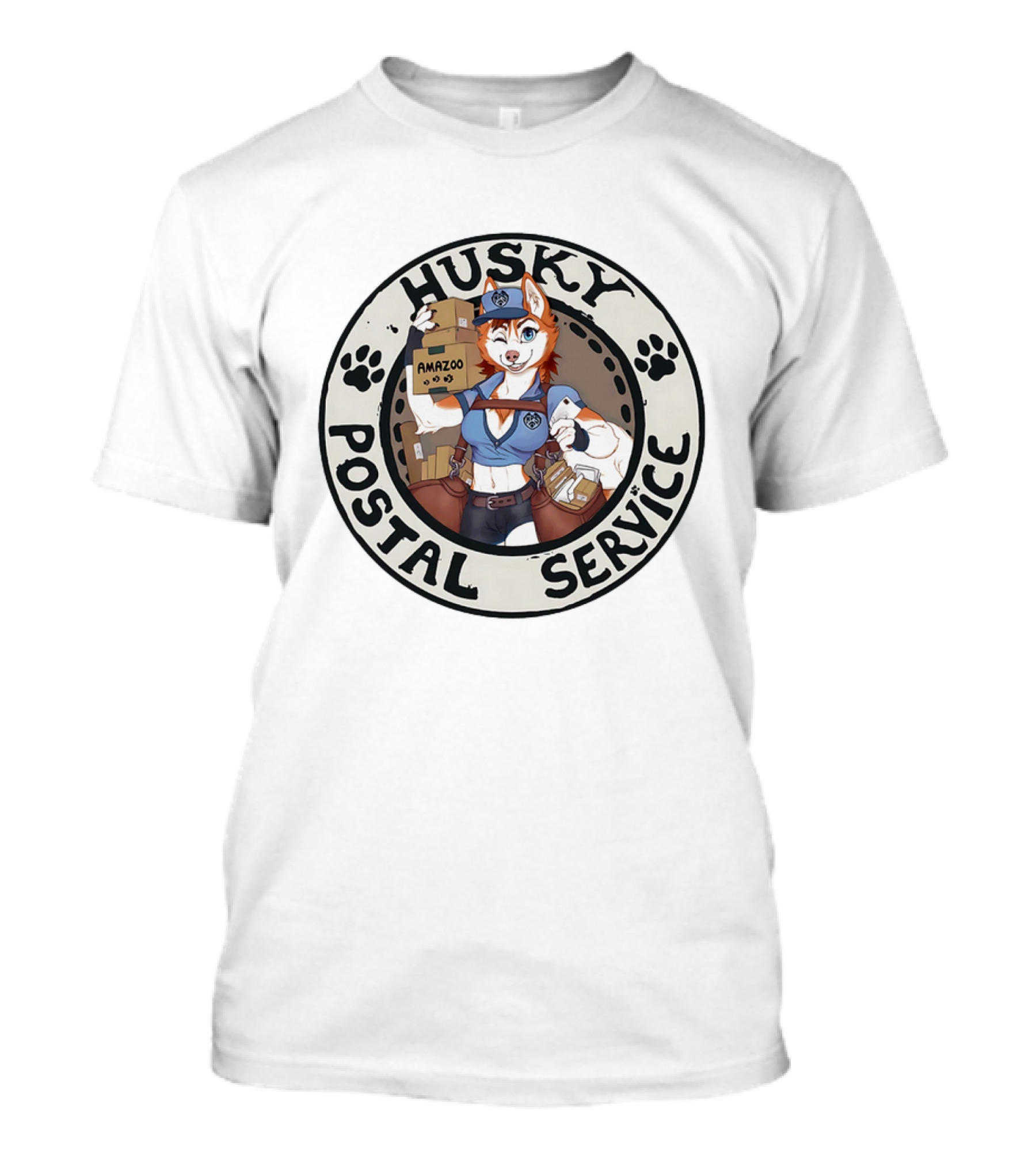 Husky Postal Service Amazoo Paw Print Circle T-Shirt