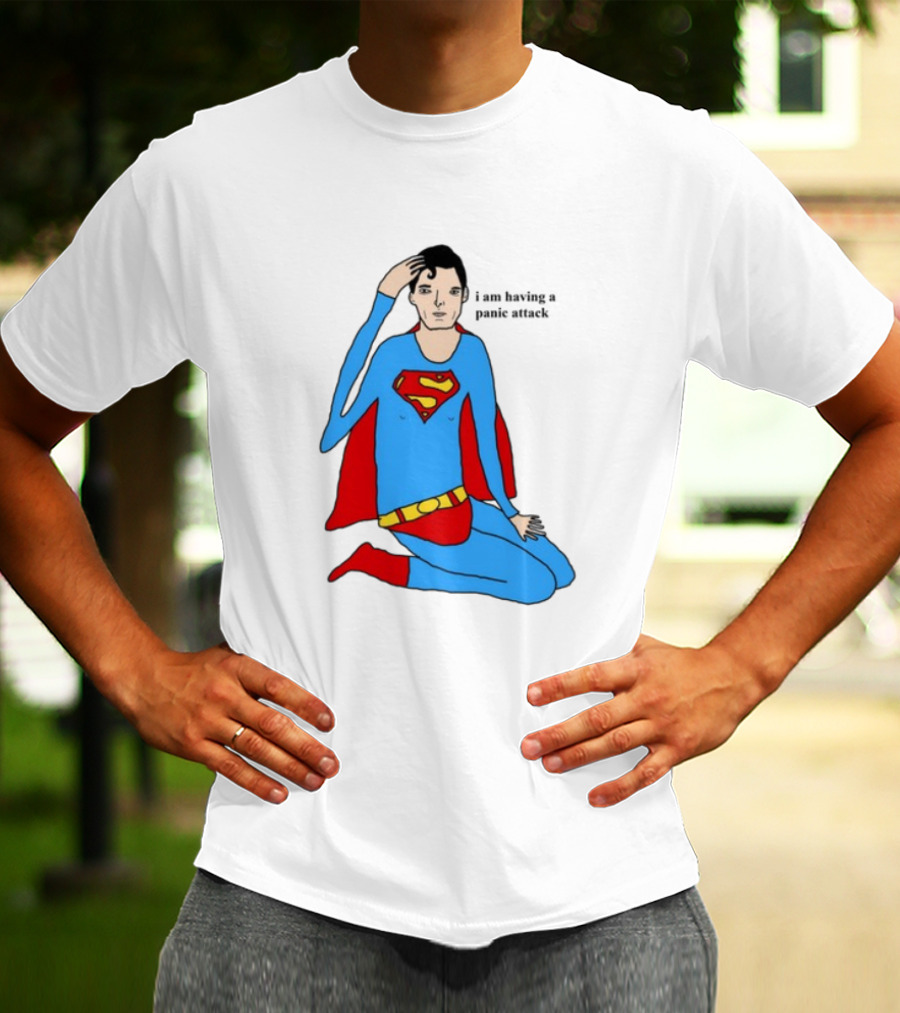 Superhero Costume Nervous Expression "I Am Having A Super Panic Attack" T-Shirt