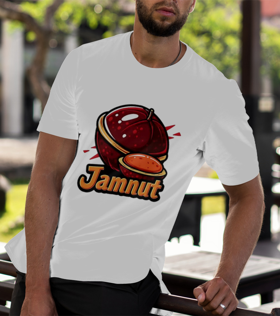 Jamnut Bold Fruit Style Text And Iconic Split Shell Nut T-Shirt