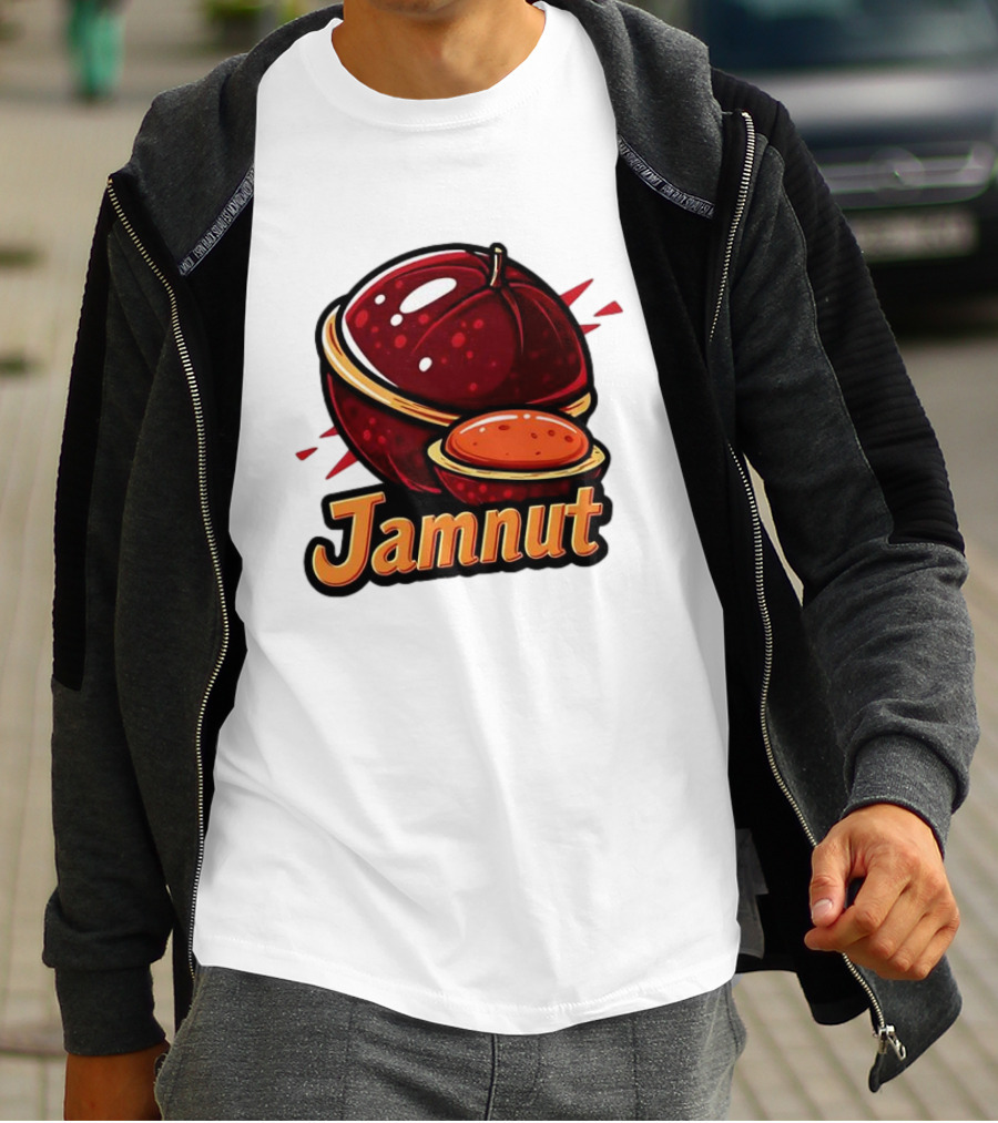 Jamnut Bold Fruit Style Text And Iconic Split Shell Nut T-Shirt