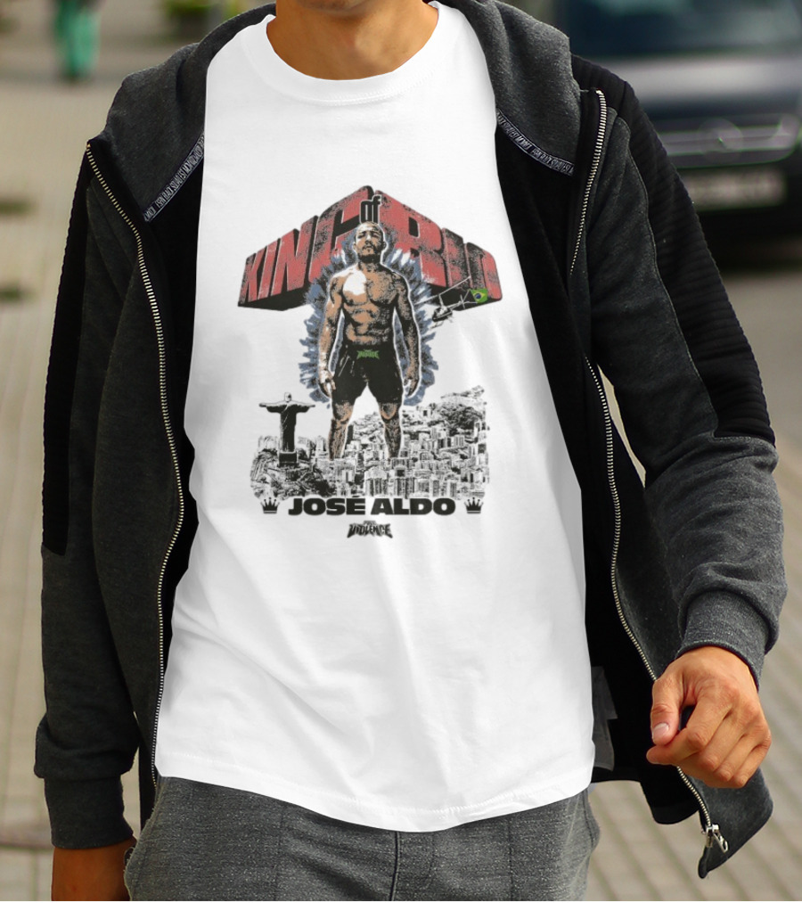 Jose Aldo King Of Rio Full Violence Fighter Statue Cityscape T-Shirt