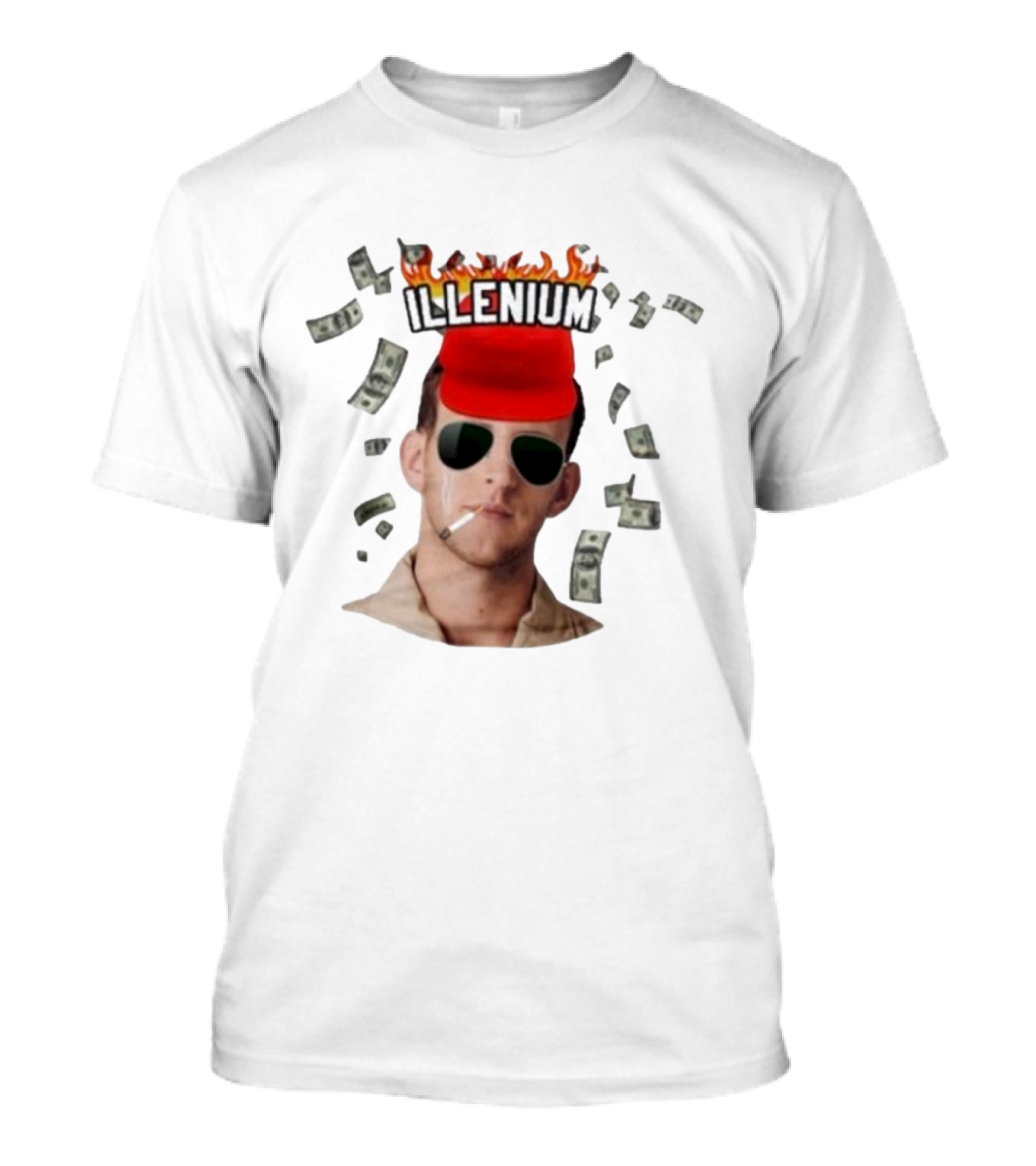 Illenium Flaming Cap Smoking Dollar Bills 2025 T-Shirt