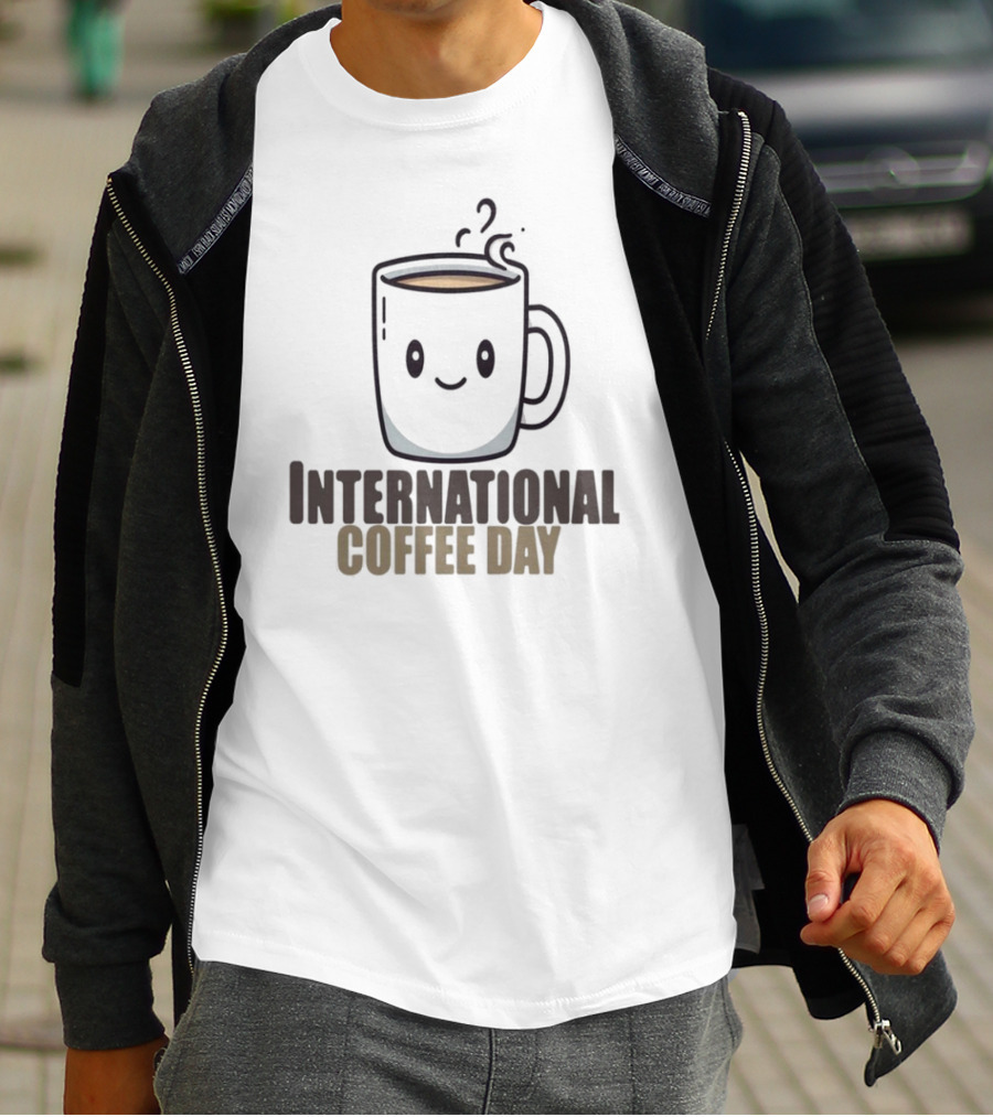 International Coffee Day Smiling Graphic T-Shirt