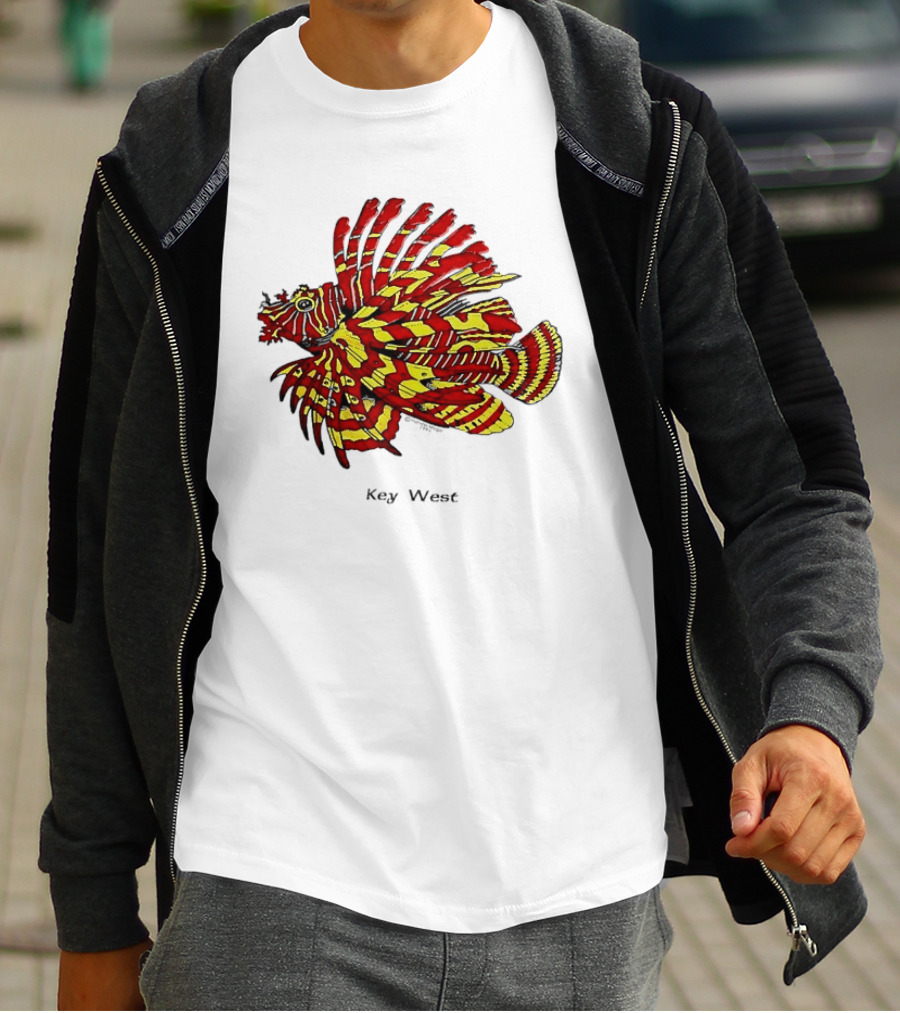 Key West Vibrant Red Yellow Lionfish T-Shirt