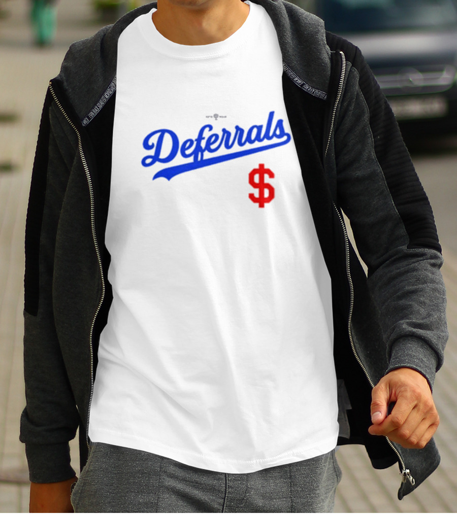Los Angeles Dodgers Deferrals Dollar Sign Icon In Team Style T-Shirt
