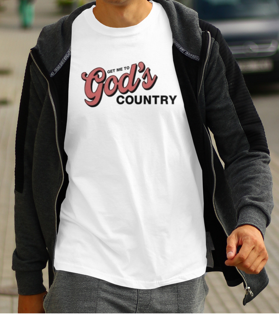 "Morgan Get Me To God's Country Text Design In Bold Red Font" T-Shirt