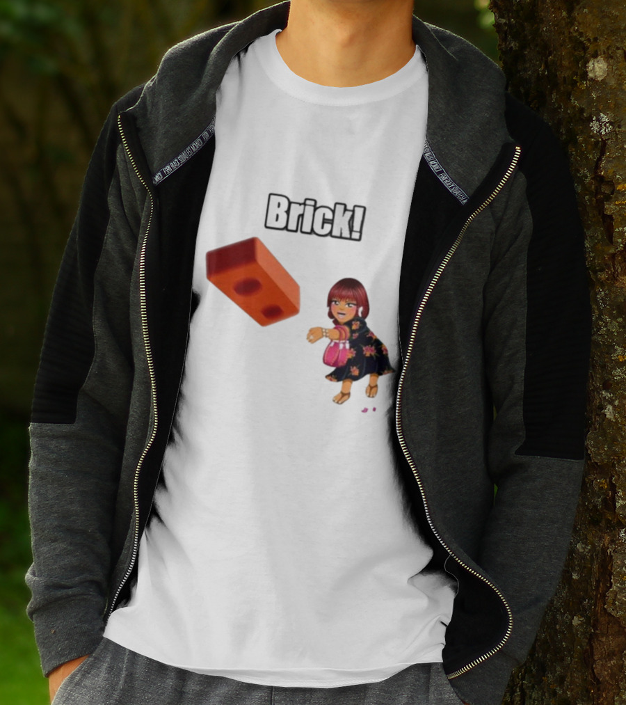"Brick! Lushious Massacr Character With Red Brick" T-Shirt