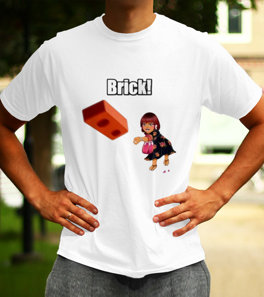 "Brick! Lushious Massacr Character With Red Brick" T-Shirt