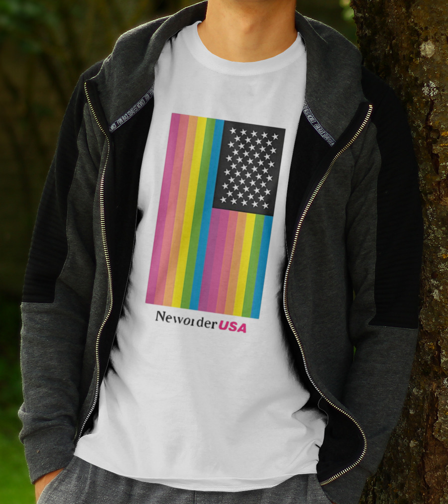 New Order USA Rainbow Flag Stars T-Shirt