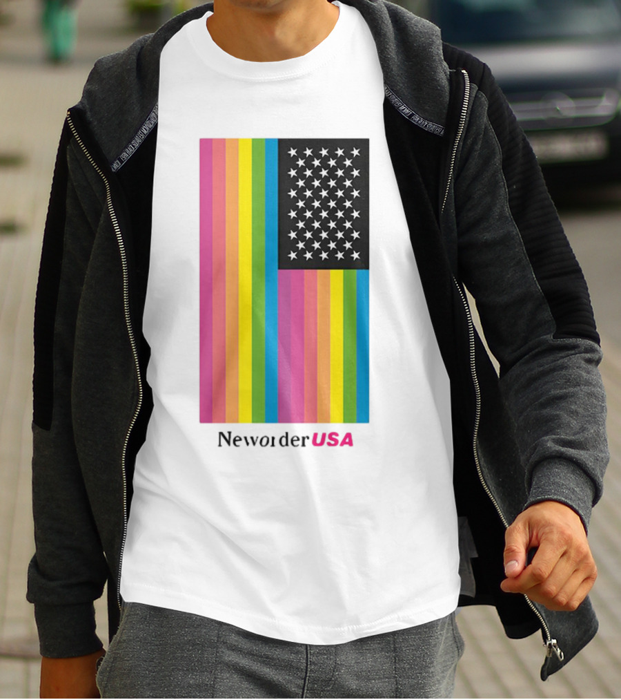 New Order USA Rainbow Flag Stars T-Shirt
