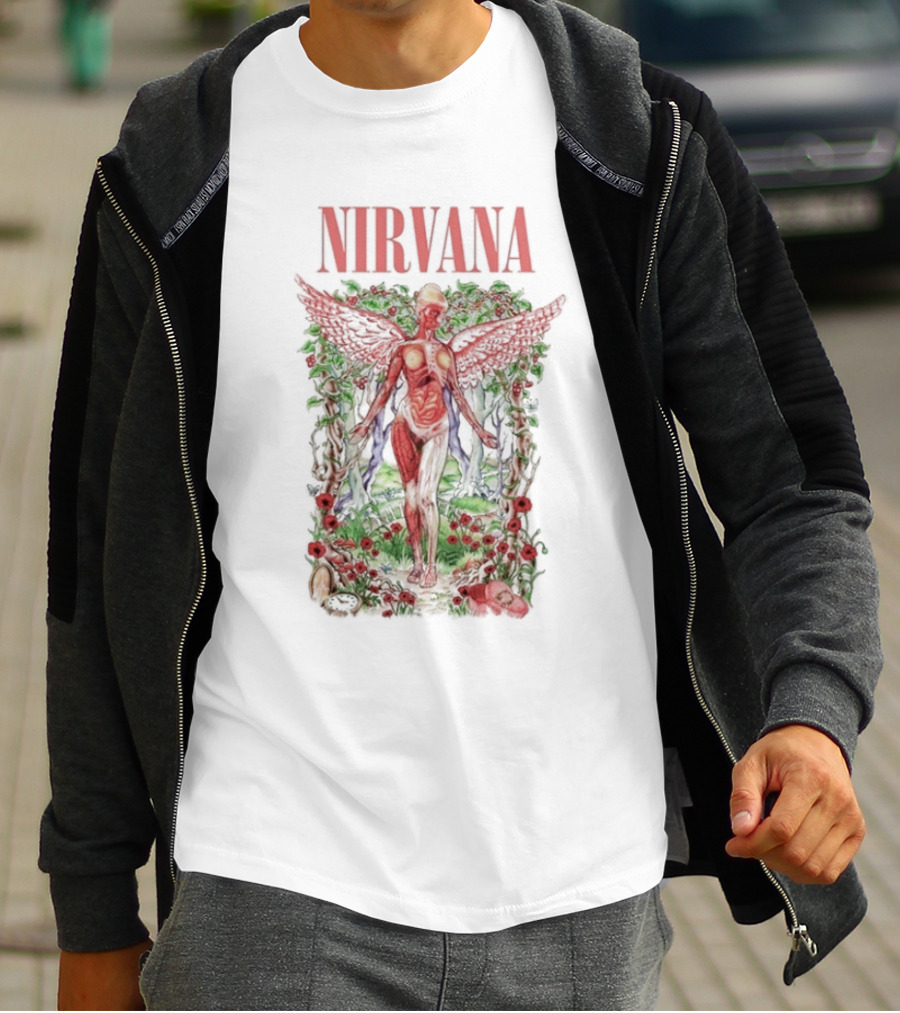Nirvana In Utero Angel With Red Wings Amidst Wilderness T-Shirt