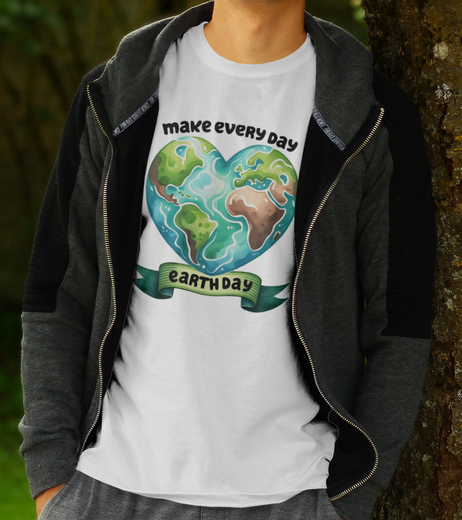 Make Every Day Earth Day Heart Shaped Planet T-Shirt