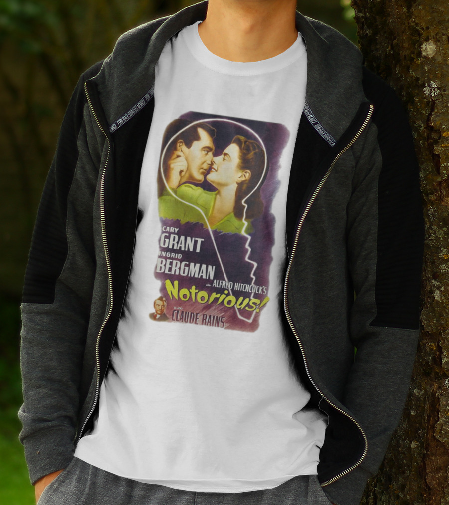 Cary Grant Ingrid Bergman In Alfred Hitchcock's Notorious With Claude Rains T-Shirt