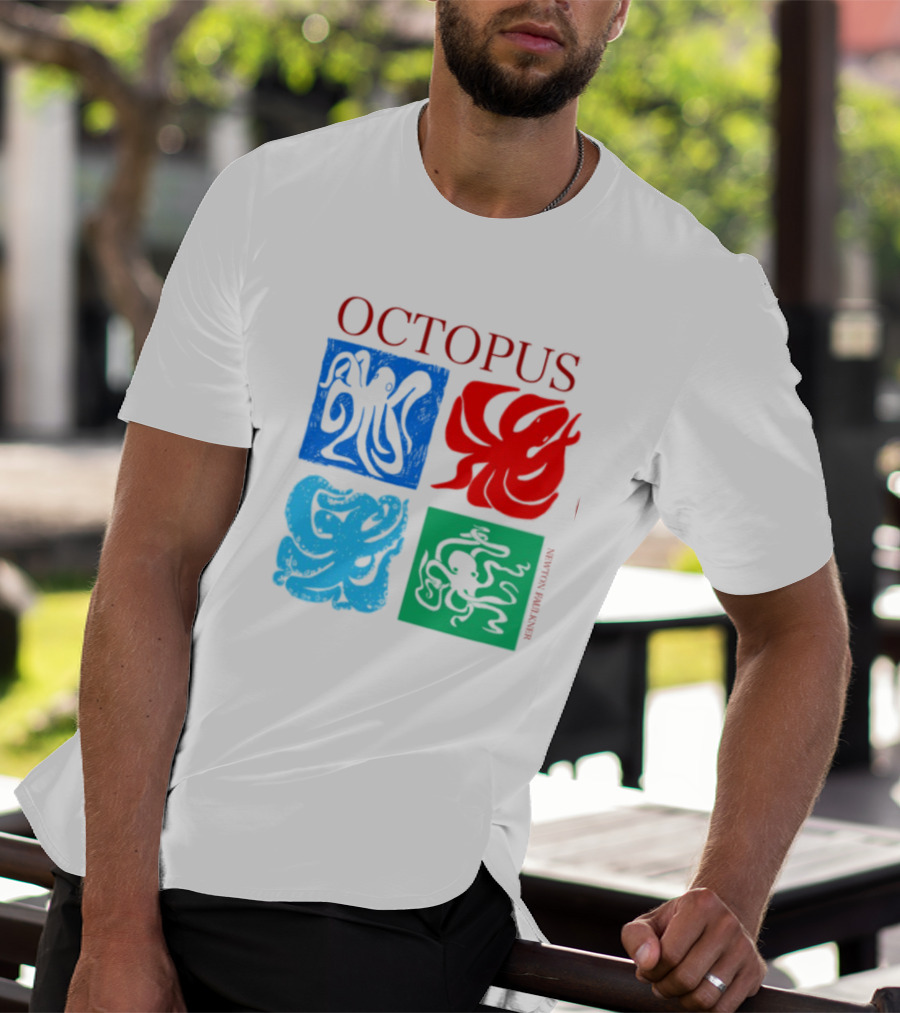 Octopus NewtonFaulkner Four Colored Abstract Squares T-Shirt