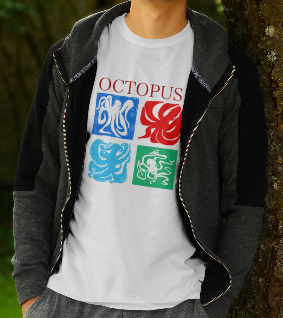 Octopus NewtonFaulkner Four Colored Abstract Squares T-Shirt