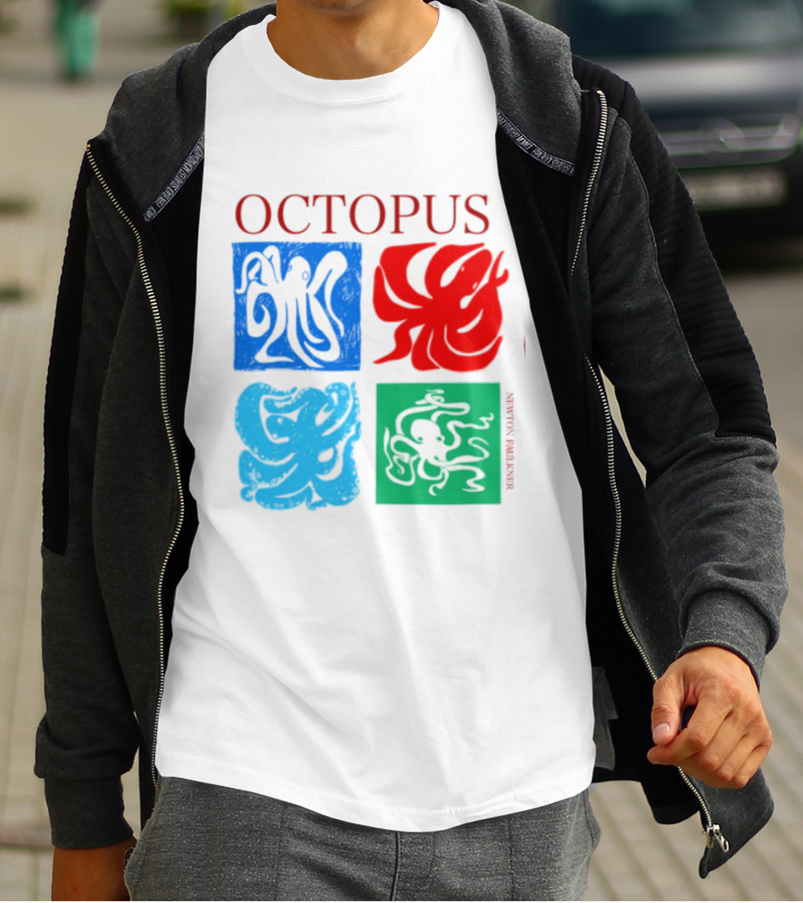 Octopus NewtonFaulkner Four Colored Abstract Squares T-Shirt