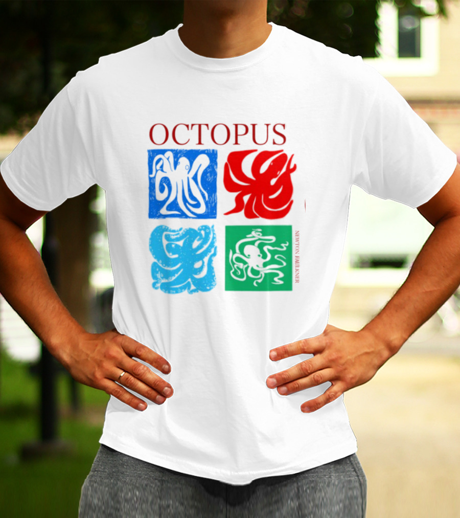 Octopus NewtonFaulkner Four Colored Abstract Squares T-Shirt