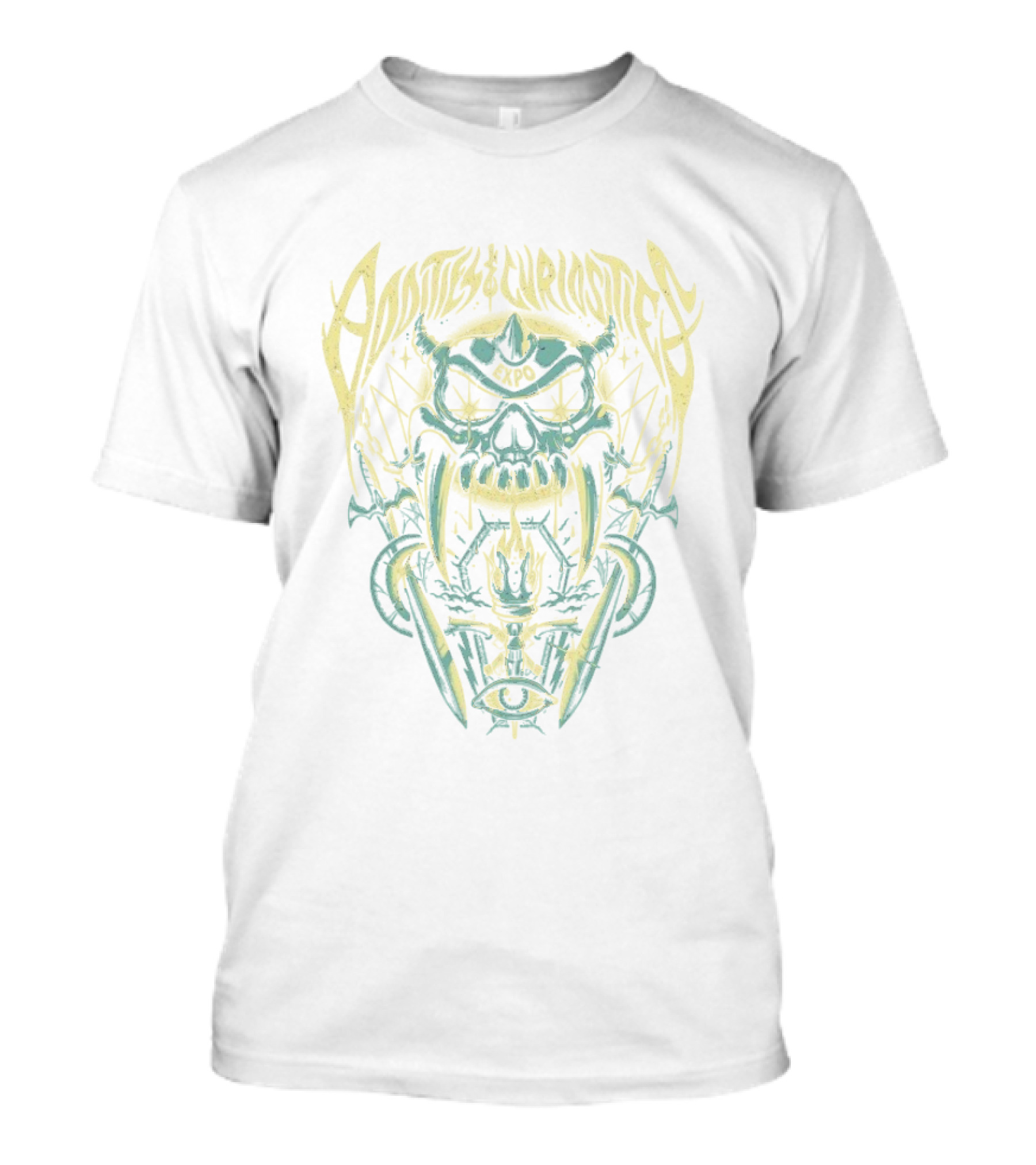 Oddities Curiosities Expo Skull Eye Swords T-Shirt