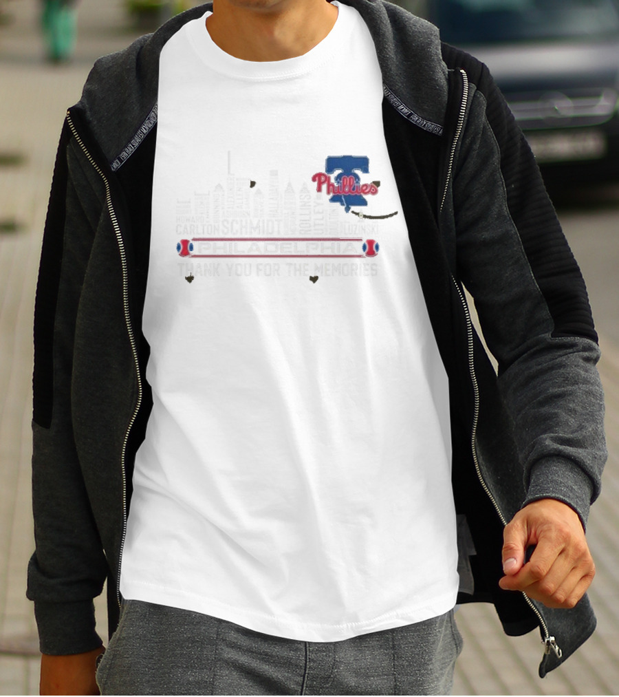 Philadelphia Phillies Carlton Schmidt Rollins 2025 Skyline Thank You For The Memories T-Shirt