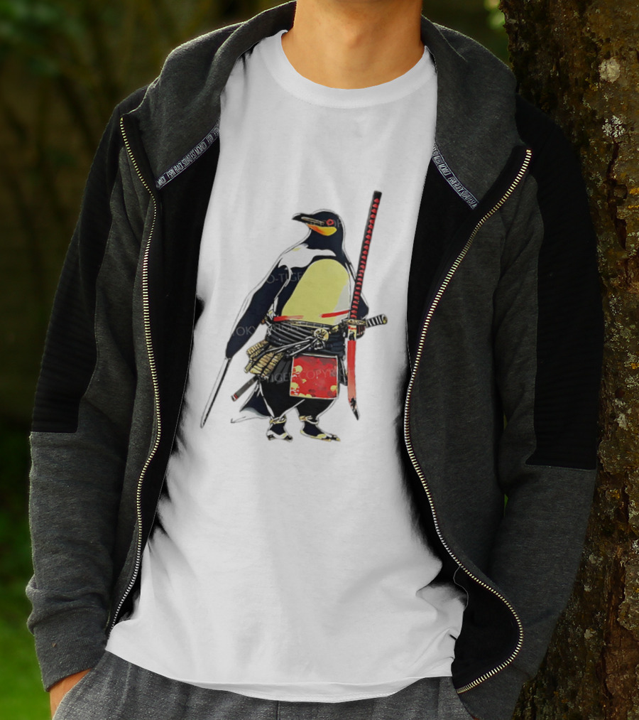 Samurai Penguin Katana Warrior With Traditional Armor T-Shirt