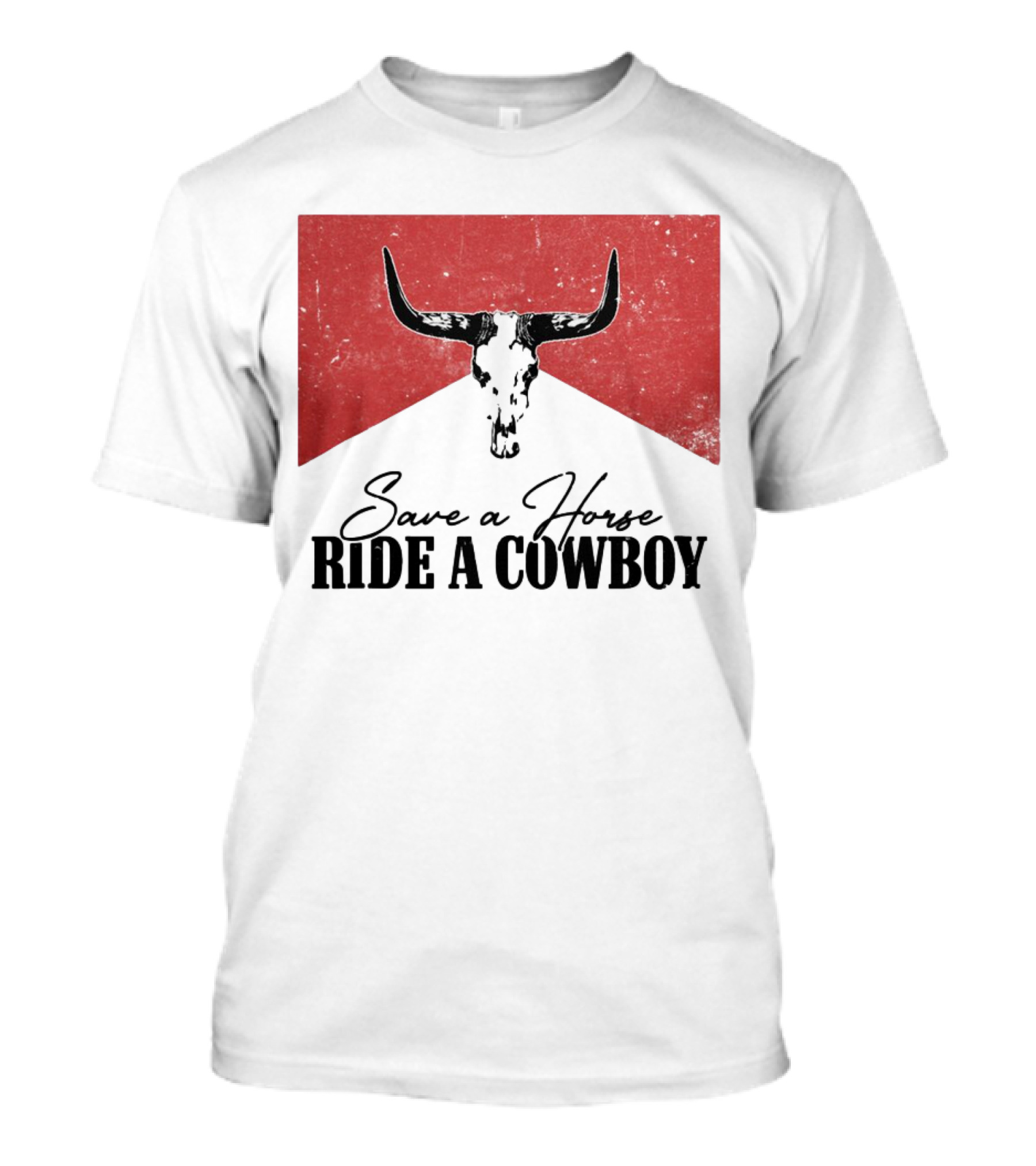 Cowboy Bull Skull Save A Horse Ride A Cowboy Retro Western T-Shirt