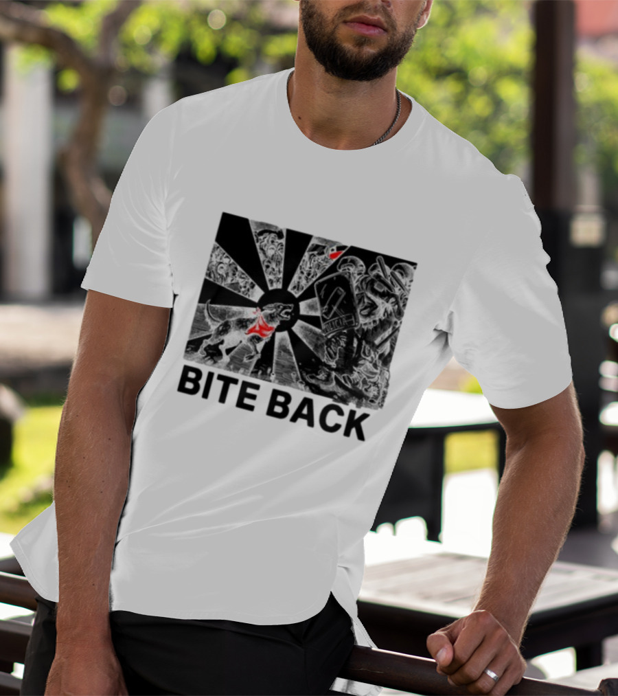 Punkwithacamera Bite Back Protest Artwork With Charging Dog And Riot Police T-Shirt