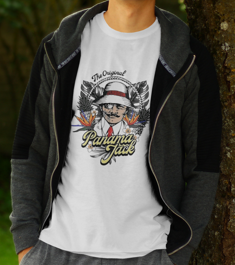 The Original Panama Jack Tropical Floral Mustache Hat T-Shirt