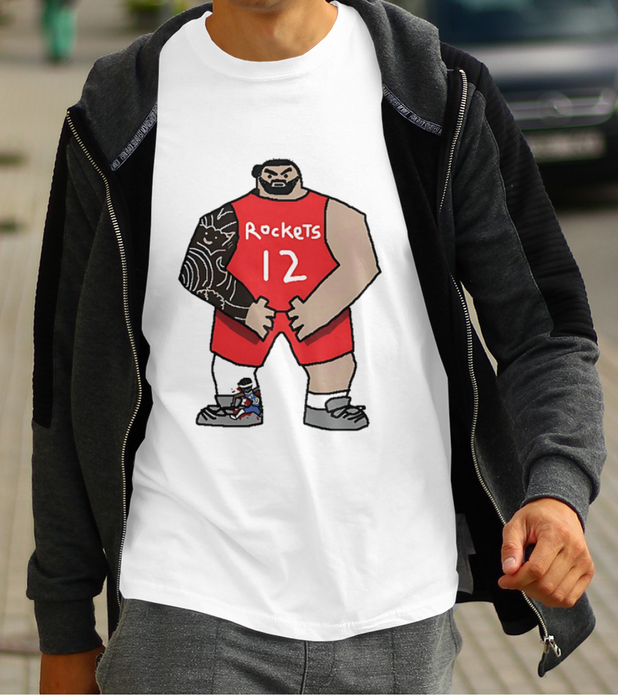 Houston Rockets Cartoon Figure No.12 Basketball Steven Adams T-Shirt